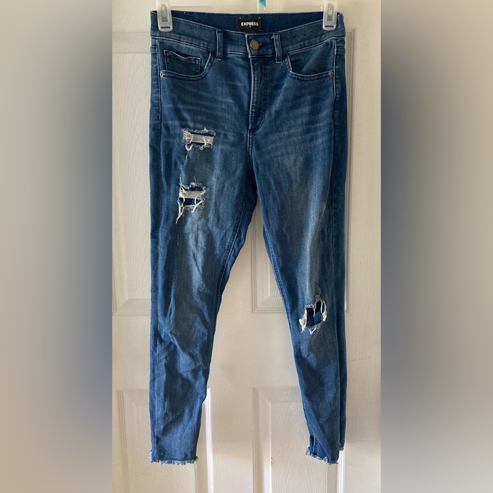 Express Distressed Skinny Jeans 6